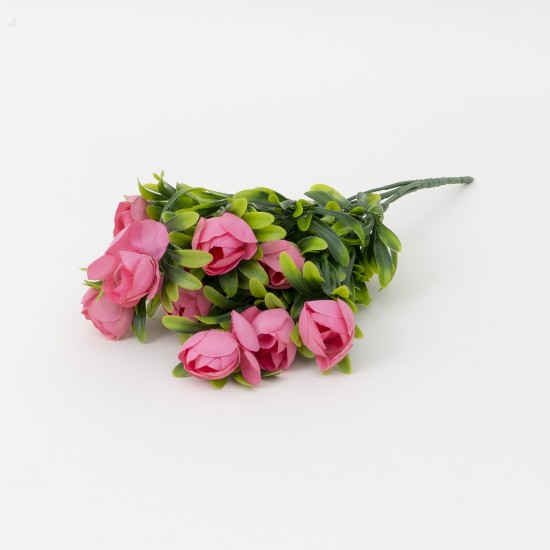 Buchet flori artiificiale, 5 fire, culoare roz inchis, H 30, B.S.P. / SL059_5