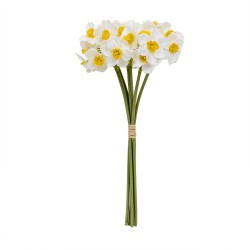Buchet 6 narcise, cu aspect natural, inaltime 40cm / SL062_alb