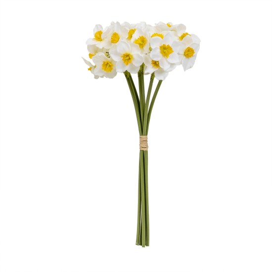 Buchet 6 narcise, cu aspect natural, inaltime 40cm / SL062_alb
