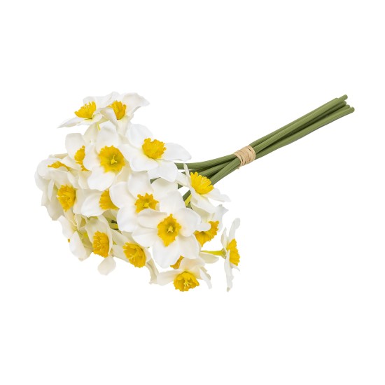 Buchet 6 narcise, cu aspect natural, inaltime 40cm / SL062_alb