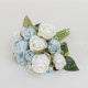 Buchet 12 trandafiri artificiali, culoare alb + bleu, H 25 cm, B.S.P. / SL065_4