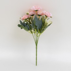 Buchet flori artificiale, 5 fire, culoare roz, H 29 cm, B.S.P. / SL077_3