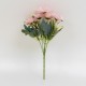 Buchet flori artificiale, 5 fire, culoare roz, H 29 cm, B.S.P. / SL077_3