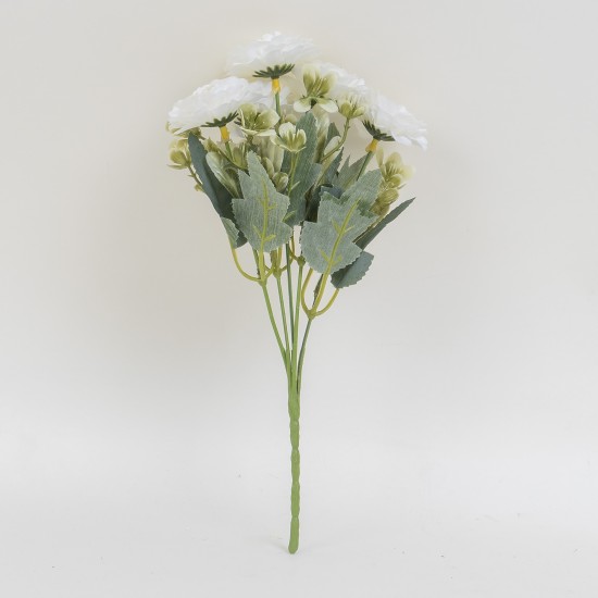 Buchet flori artificiale, 5 fire, culoare alb, H 29 cm, B.S.P. / SL077_4