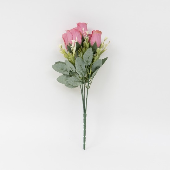 Buchet trandafiri artiificiali, 5 fire, culoare roz inchis, H 30, B.S.P. / SL078_3