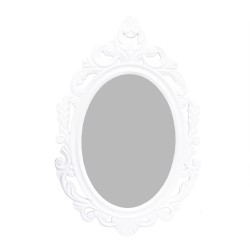 Oglinda ovala, din lemn, culoare alb, 60x38,5 cm, B.S.P. / SL085