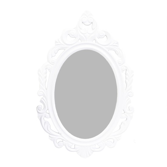 Oglinda ovala, din lemn, culoare alb, 60x38,5 cm, B.S.P. / SL085