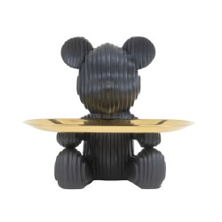 Statueta din rasina, model ursulet + tavita, culoare negru, H 15 cm, B.S.P. / SL1059_1