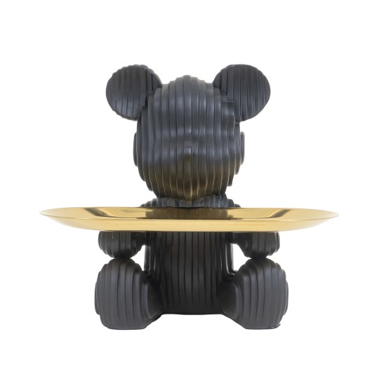 Statueta din rasina, model ursulet + tavita, culoare negru, H 15 cm, B.S.P. / SL1059_1