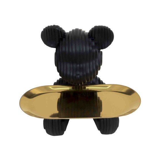 Statueta din rasina, model ursulet + tavita, culoare negru, H 15 cm, B.S.P. / SL1059_1