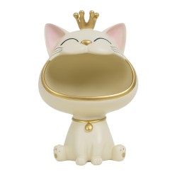 Statueta din rasina, model pisicuta, culoare crem, H 29 cm, B.S.P. / SL1077_1