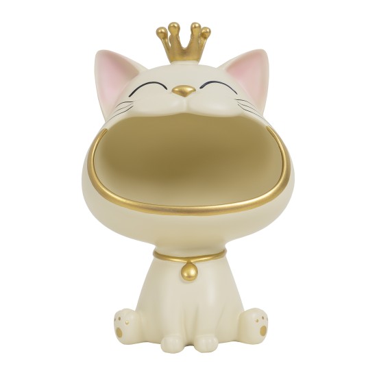 Statueta din rasina, model pisicuta, culoare crem, H 29 cm, B.S.P. / SL1077_1