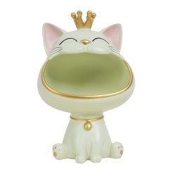 Statueta din rasina, model pisicuta, culoare verde, H 29 cm, B.S.P. / SL1077_2