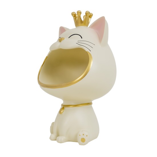 Statueta din rasina, model pisicuta, culoare crem, H 29 cm, B.S.P. / SL1077_1