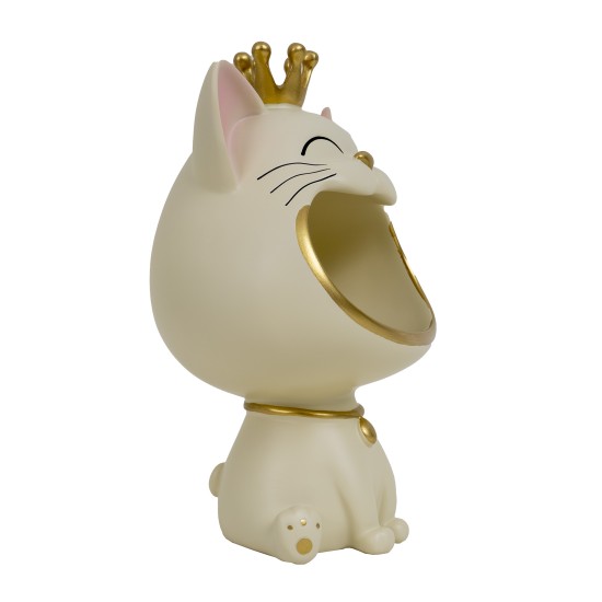 Statueta din rasina, model pisicuta, culoare crem, H 29 cm, B.S.P. / SL1077_1