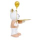 Statueta din rasina, model ursulet cu balon + tavita, culoare roz, H 30 cm, B.S.P. / SL1081_1