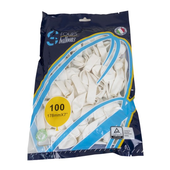 Set 100 baloane, latex, culoare alb, 18 cm, B.S.P. / SL1084_2