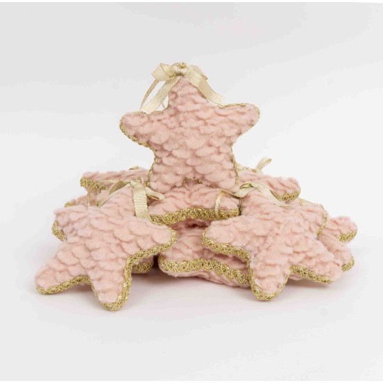 Decoratiune craciun, model stea, culoare roz 12/set, 10 cm, B.S.P. / SL1097_2