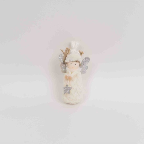 Decoratiune craciun, model fetita, culoare alb, 12/set, 10 cm, B.S.P. / SL1099_3