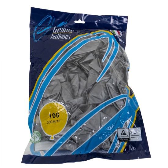 Set 100 baloane, latex, culoare argintiu, 30 cm, B.S.P. / SL111_7