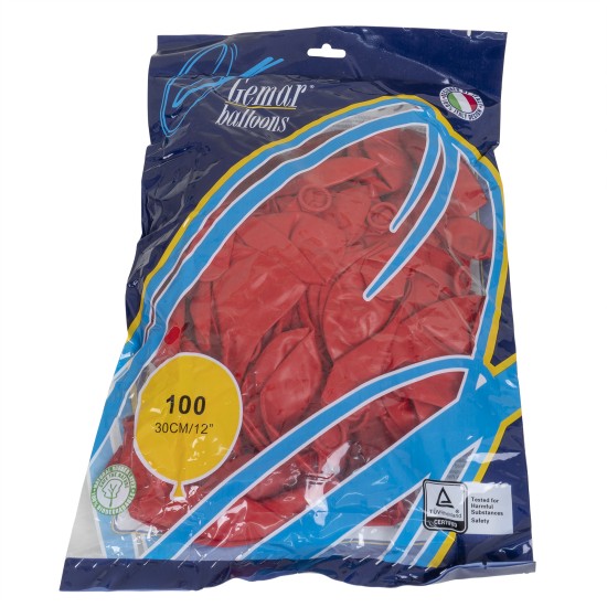 Set 100 baloane, latex, culoare rosu, 30 cm, B.S.P. / SL111_8