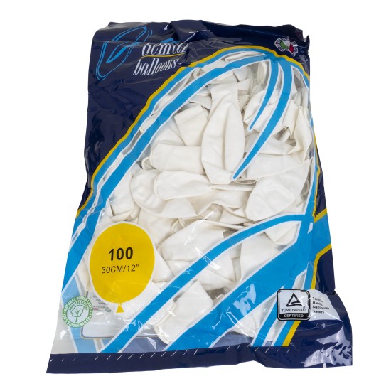 Set 100 baloane, latex, culoare alb, 30 cm, B.S.P. / SL111_3