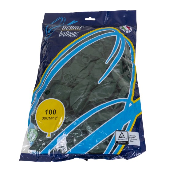 Set 100 baloane, latex, culoare verde inchis, 30 cm, B.S.P. / SL111_4