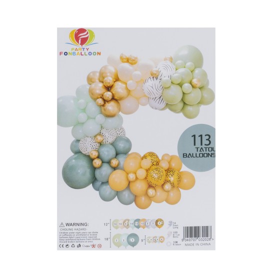 Set aranjament baloane pentru arcada, 113 bucati, dimensiuni diferite, B.S.P. / SL1141_1