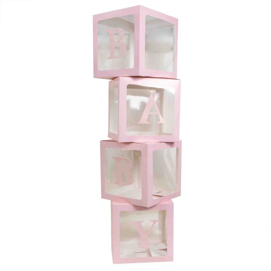 Set 4 cutii din carton, model Baby, culoare roz, 30x30 cm, B.S.P. / SL1143_1