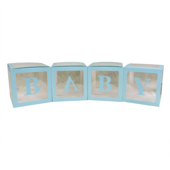 Set 4 cutii din carton, model Baby, culoare bleu, 30x30 cm, B.S.P. / SL1143_3