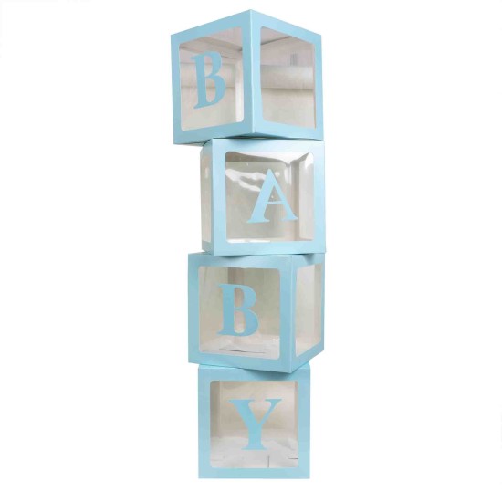 Set 4 cutii din carton, model Baby, culoare bleu, 30x30 cm, B.S.P. / SL1143_3