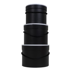 Set 3 cutii cilindrice, culoare negru, B.S.P. / SL117_2