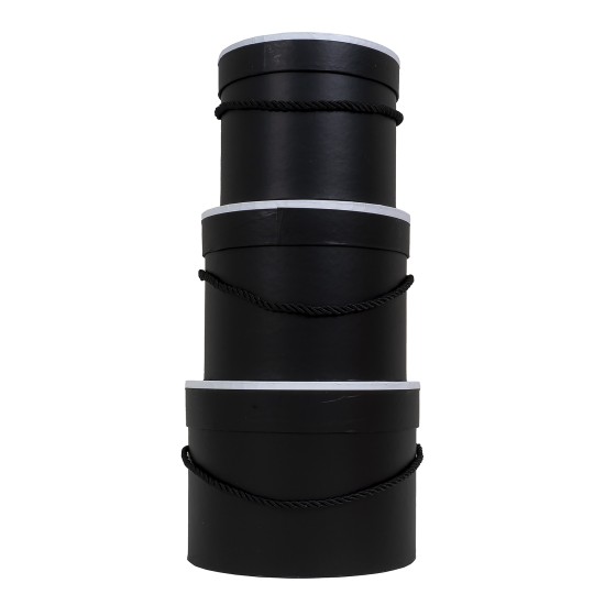 Set 3 cutii cilindrice, culoare negru, B.S.P. / SL117_2