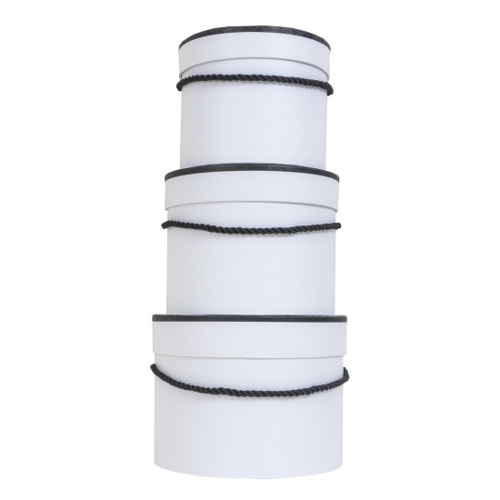 Set 3 cutii cilindrice, culoare alb, B.S.P. / SL117_3