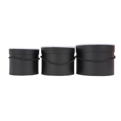 Set 3 cutii cilindrice, culoare negru, B.S.P. / SL117_2