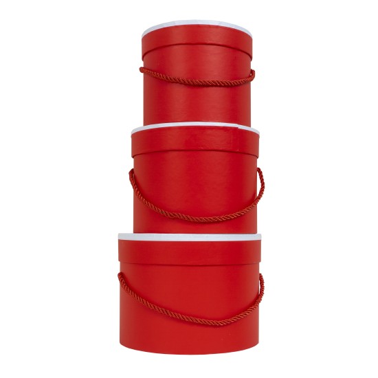 Set 3 cutii cilindrice, culoare rosu, B.S.P. / SL117_1