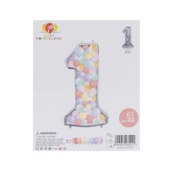 Set baloane mici + cifra 1, 61 bucati, mix de culori, B.S.P. / SL1142