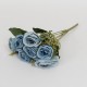 Buchet trandafiri artificiali, 7 fire, culoare albastru, H 30 cm, B.S.P. / SL142_3