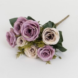 Buchet trandafiri artificiali, 7 fire, culoare roz inchis, H 30 cm, B.S.P. / SL142_1