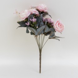 Buchet bujor artificial, 11 fire, culoare roz deschis, H 45 cm, B.S.P. / SL147_1