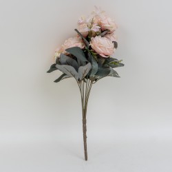 Buchet bujor artificial, 11 fire, culoare roz, H 45 cm, B.S.P. / SL147_4