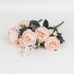 Buchet bujor artificial, 11 fire, culoare roz, H 45 cm, B.S.P. / SL147_4