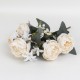 Buchet bujor artificial, 11 fire, culoare crem, H 45 cm, B.S.P. / SL147_2