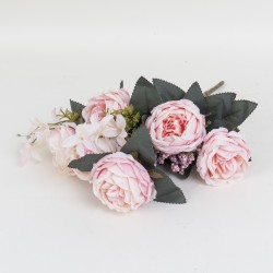 Buchet bujor artificial, 11 fire, culoare roz deschis, H 45 cm, B.S.P. / SL147_1