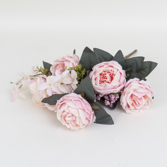 Buchet bujor artificial, 11 fire, culoare roz deschis, H 45 cm, B.S.P. / SL147_1