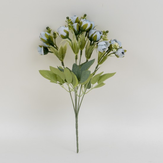 Buchet flori artificiale, 5 fire, culoare bleu, H 30 cm, B.S.P. / SL152_2