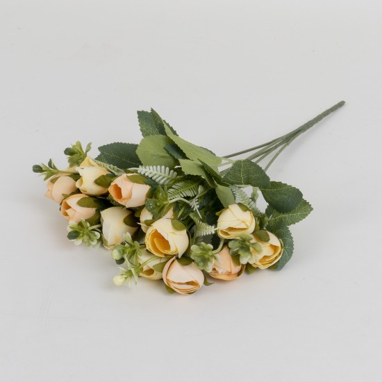 Buchet flori artificiale, 5 fire, culoare galben, H 30 cm, B.S.P. / SL152_3