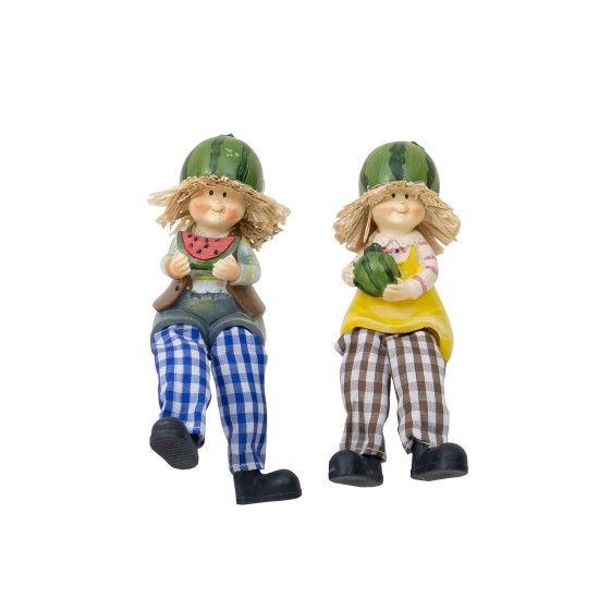 Set 2 figurine din rasina cu picioare atarnatoare, model pepene verde, H 16 cm, B.S.P. / SL163_6