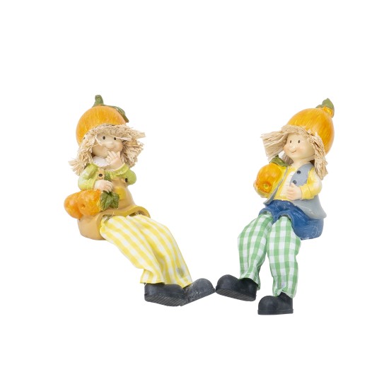 Set 2 figurine din rasina cu picioare atarnatoare, model dovleac, H 16 cm, B.S.P. / SL163_1