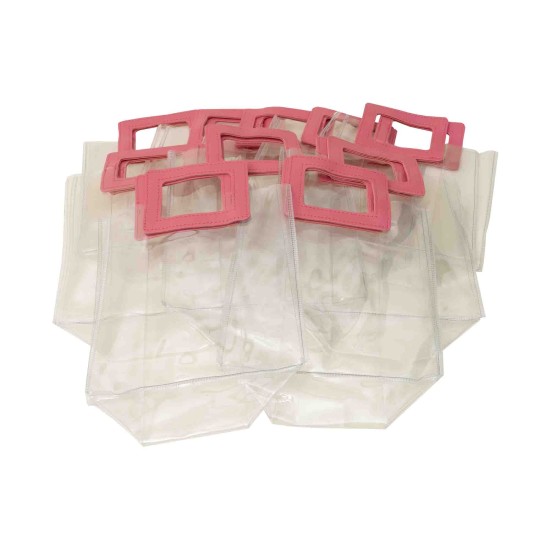 Set 10 pungi transparente, culoare maner roz, 18x10x20 cm, B.S.P. / SL170_1